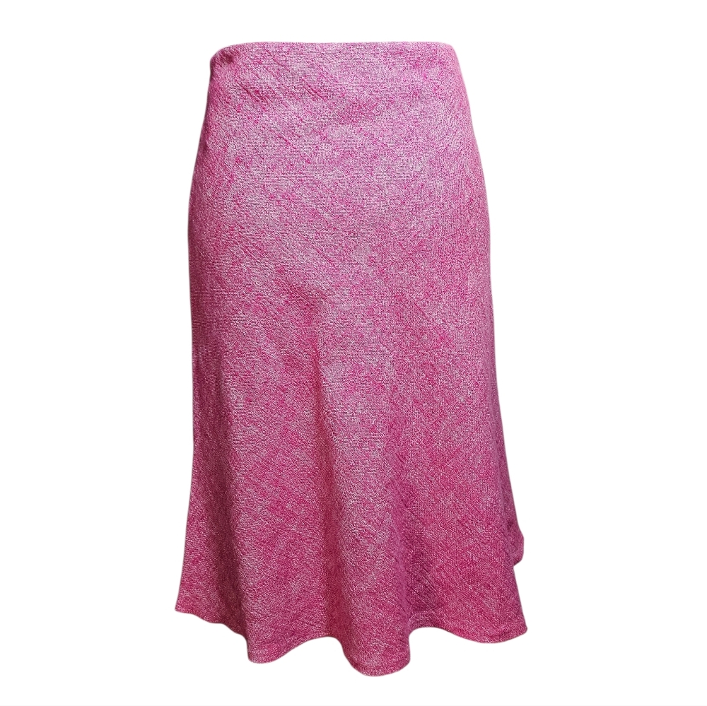 Alain Manoukian Bubblegum Pink White Tweed Linen Skirt 8